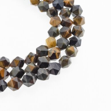 Blue Tigereye, Natural, AB Grade, Star-cut Round Bead, Blue-Brown, 37-39 cm/strand, 10 mm