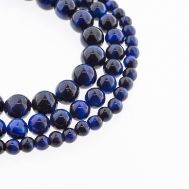 Blue Tigereye, Natural, B Grade, Dyed, Round Bead, 37-39 cm/strand, 4, 6, 8, 10, 12 mm