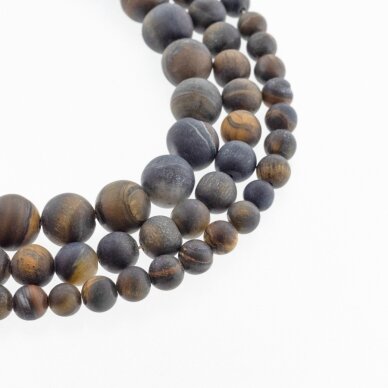 Blue Tigereye, Natural, B Grade, Matte Round Bead, Blue-Brown, 37-39 cm/strand, 4, 6, 8, 10, 12 mm