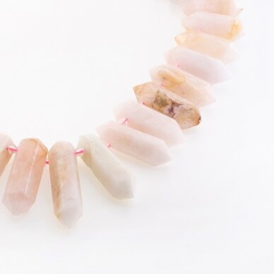 Morganite, Natural, C Grade, Faceted Graduated Hand-cut Top-drilled Double Point Bead, Light Pink, 37-39 cm/strand, 12x28-14x55 mm