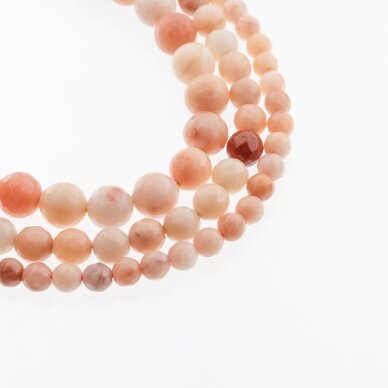 Opaque Pink Aventurine, Natural, B Grade, Faceted Round Bead, 37-39 cm/strand, 4, 6, 8, 10, 12 mm