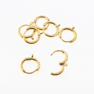 10 pcs, stainless steel spring ring clasps, gold plated, gold color, outer diameter-12 mm, hole size-1 mm