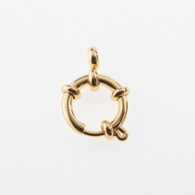 Stainless steel spring ring clasps, gold plated, gold color, outer diameter- 14, 16, 18 mm, hole size-3 mm