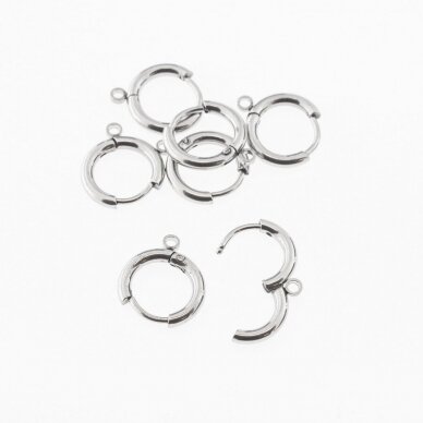 10 pcs, stainless steel spring ring clasps, silver color, outer diameter- 12 mm, hole size- 1 mm