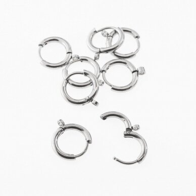 10 pcs, stainless steel spring ring clasps, silver color, outer diameter- 12 mm, hole size- 1 mm