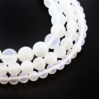 Opalite/Sea Opal Glass, AB Grade, Matte Round Bead, Translucent White, 37-39 cm/strand, 4, 6, 8, 10, 12, 14 mm