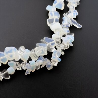 Opalite/Sea Opal Glass, AB Grade, Chip Bead, Translucent White, 80-83 cm/strand, about 8-12 mm