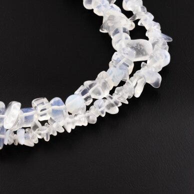 Opalite/Sea Opal Glass, B Grade, Chip Bead, Translucent White, 80-83 cm/strand, about 5-8, 8-12 mm