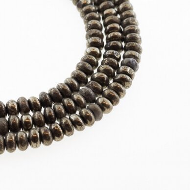 Pyrite, Natural, AB Grade, Abacus Rondelle Bead, Khaki Gold, 37-39 cm/strand, 6x3 mm