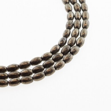 Pyrite, Natural, AB Grade, Oval Bead, Khaki Gold, 37-39 cm/strand, 4x6 mm