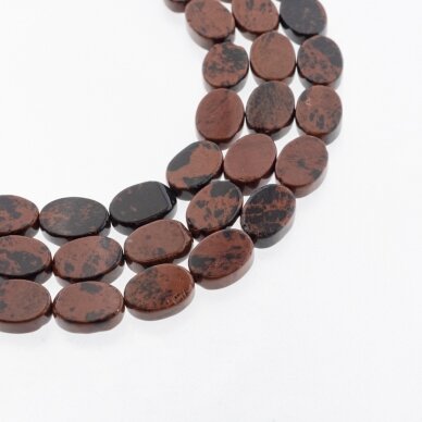 Mahogany Obsidian, Natural, AB Grade, Flat Oval Bead, 37-39 cm/strand, 10x14 mm