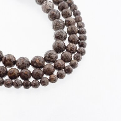 Brown Snowflake Obsidian, Natural, Faceted Round Bead, 37-39 cm/strand, 4, 6, 8, 10, 12 mm