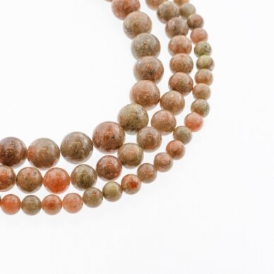 Autumn Jasper, Natural, AB Grade, Round Bead, Light Green-Orange, 37-39 cm/strand, 4, 6, 8, 10, 12 mm