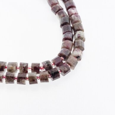 Plum Blossom Tourmaline, Natural, B Grade, Faceted Hand-cut Heishi Rondelle Round Bead, Multicolor, 37-39 cm/strand, apie 9x5 mm