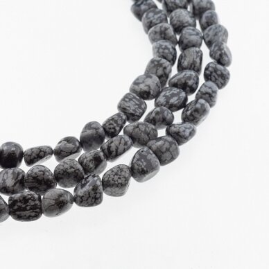 Snowflake Obsidian, Natural, AB Grade, Nugget Bead, Black-White, 37-39 cm/strand, about 10x11-11x12 mm