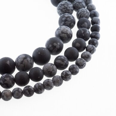 Snowflake Obsidian, Natural, AB Grade, Matte Round Bead, Black-White, 37-39 cm/strand, 4, 6, 8, 10, 12 mm