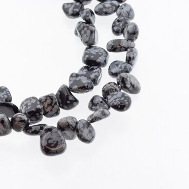 Snowflake Obsidian, Natural, AB Grade, Top-drilled Rounded Chip Bead, Black-White, 37-39 cm/strand, about 6x9-12x14, 8x10-12x18 mm