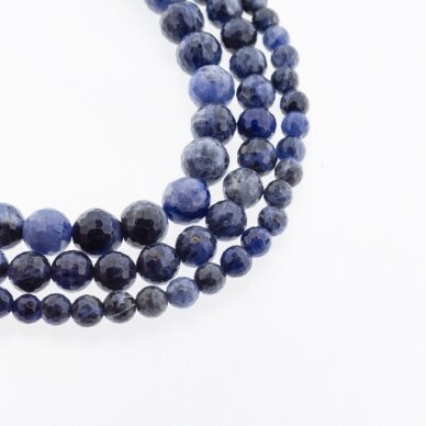 Sodalite, Natural, AB Grade, Faceted Round Bead, Dark Blue, 37-39 cm/strand, 4, 6, 8, 10, 12 mm