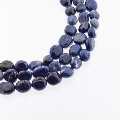 Sodalite, Natural, AB Grade, Pebble Bead, Dark Blue, 37-39 cm/strand, about 8x10-10x12 mm