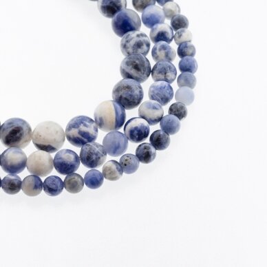 Sodalite, Natural, B Grade, Round Bead, Blue-White, 37-39 cm/strand, 4, 6, 8, 10, 12 mm