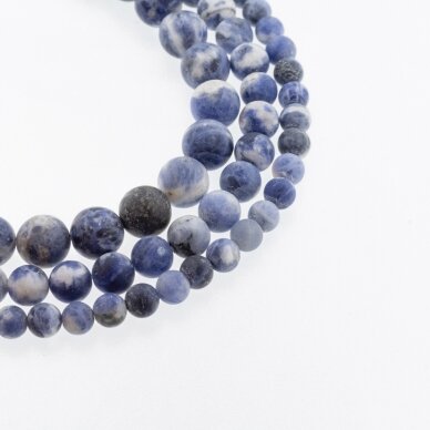 Sodalite, Natural, B Grade, Matte Round Bead, Blue-White, 37-39 cm/strand, 4, 6, 8, 10, 12 mm