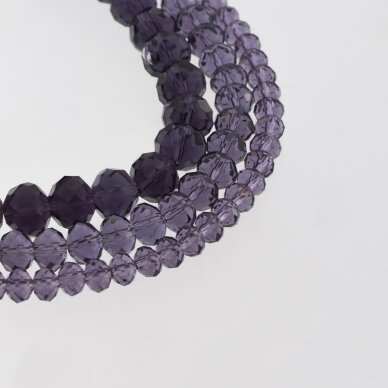 Glass Crystal, Faceted Abacus Rondelle Bead, #032 transparent dark violet, 2x1, 3x2, 4x3, 6x4, 8x6, 10x8, 11x9 mm