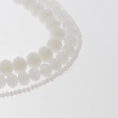 Glass Crystal, Faceted Abacus Rondelle Bead, #037 Opaque Milky White, 2x1, 3x2, 4x3, 6x4, 8x6, 10x8, 11x9 mm