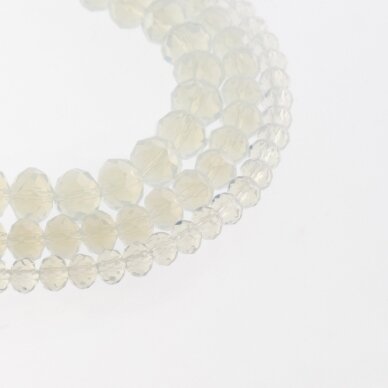 Glass Crystal, Faceted Abacus Rondelle Bead, #042 Translucent Opalite White, 2x1, 3x2, 4x3, 6x4, 8x6, 10x8, 11x9 mm