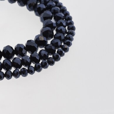 Glass Crystal, Faceted Abacus Rondelle Bead, #049 Opaque Hematite Blue, 2x1, 3x2, 4x3, 6x4, 8x6, 10x8, 11x9 mm