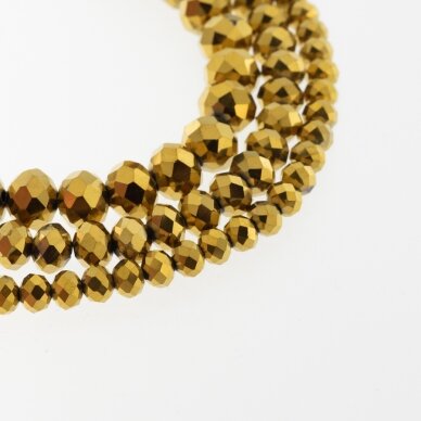 Glass Crystal, Faceted Abacus Rondelle Bead, #077 Opaque Metallic Gold, 2x1, 3x2, 4x3, 6x4, 8x6, 10x8, 11x9 mm