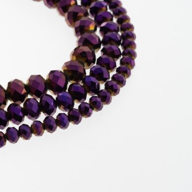 Glass Crystal, Faceted Abacus Rondelle Bead, #080 Opaque Metallic Purple, 2x1, 3x2, 4x3, 6x4, 8x6, 10x8, 11x9 mm