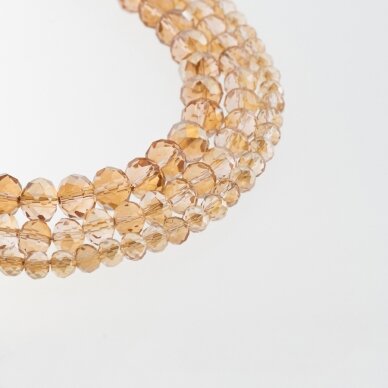 Glass Crystal, Faceted Abacus Rondelle Bead, #150 Opaque Milky White Half-plated Metallic Gold, 2x1, 3x2, 4x3, 6x4, 8x6, 10x8, 11x9 mm