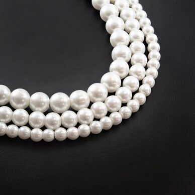 Glass Pearl Imitation, Round Bead, #05 Creamy White, 78-80 cm/strand, 4, 6, 8, 10, 12 mm