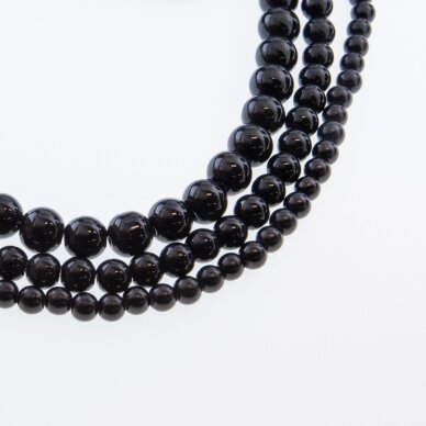 Glass Pearl Imitation, Round Bead, #80 Black, 78-80 cm/strand, 4, 6, 8, 10, 12 mm