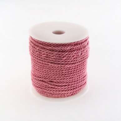 Twisted cord, #025 rose quartz pink, about 50-meter/spool, 4 mm