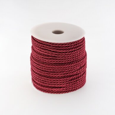 Twisted cord, #043 wine red, about 50-meter/spool, 4 mm