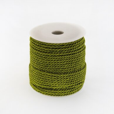 Twisted cord, #114 moss green, about 50-meter/spool, 4 mm