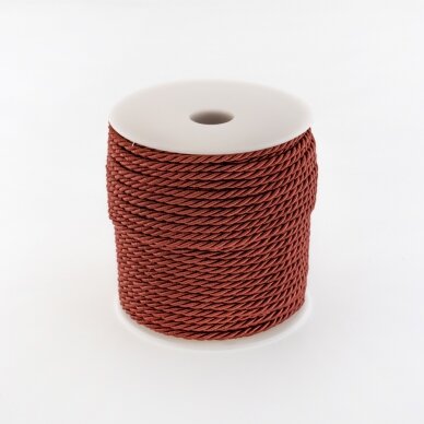 Twisted cord, #123 chestnut brown, about 50-meter/spool, 4 mm