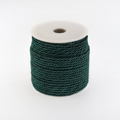 Twisted cord, #142 dark pine green, about 50-meter/spool, 4 mm