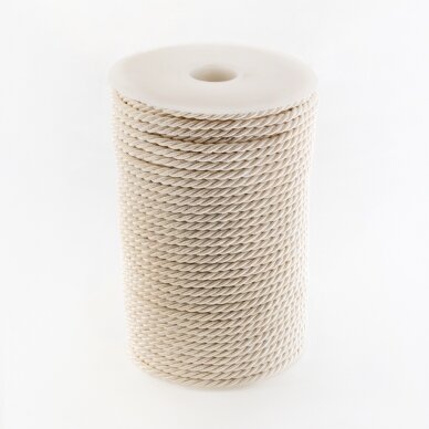 Twisted cord, #148 milky white, about 20-meter/spool, 8 mm