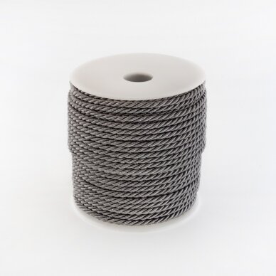 Twisted cord, #155 stone grey, about 50-meter/spool, 3 mm