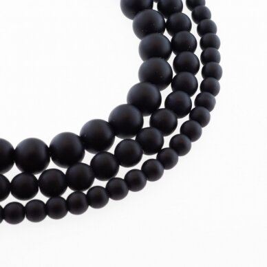 Shungite Imitation, Matte Round Bead, 37-39 cm/strand, 4, 6, 8, 10, 12, 14, 16, 18, 20 mm