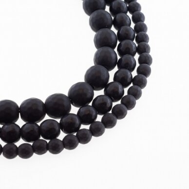 Shungite Imitation, Matte Faceted Round Bead, 37-39 cm/strand, 4, 6, 8, 10, 12, 14, 16 mm