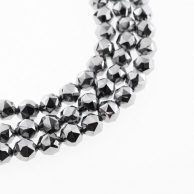 Terahertz Stone, Man-Made, B Grade, Faceted Round Bead, Nickel Grey, 37-39 cm/strand, 2, 3, 4, 6, 8 mm