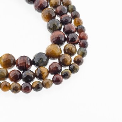 Mixed Tigereye, Natural, B Grade, Faceted Round Bead, 37-39 cm/strand, 4, 6, 8, 10, 12 mm