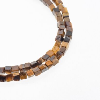 Tigereye, Natural, AB Grade, Cube Bead, Brown, 37-39 cm/strand, 4 mm