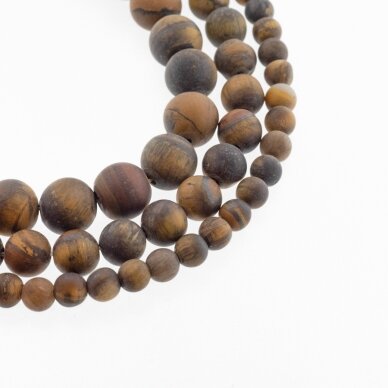 Tigereye, Natural, AB Grade, Matte Round Bead, Brown, 37-39 cm/strand, 4, 6, 8, 10, 12, 14, 16 mm