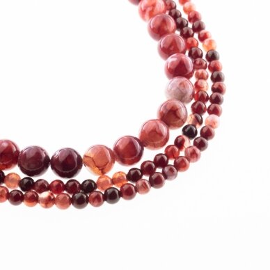 Tiger Skin Fire Agate, Natural, Dyed, Round Bead, Red, 37-39 cm/strand, 4, 6, 8, 10, 12, 14 mm