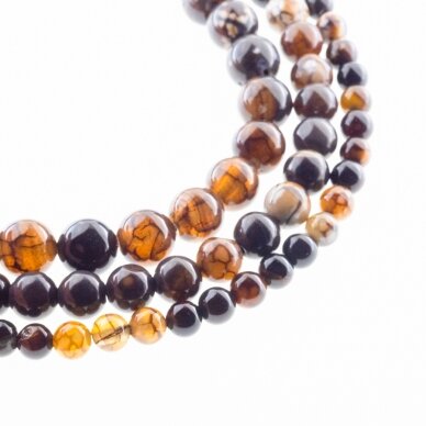 Tiger Skin Fire Agate, Natural, Dyed, Round Bead, Brown, 37-39 cm/strand, 4, 6, 8, 10, 12, 14 mm