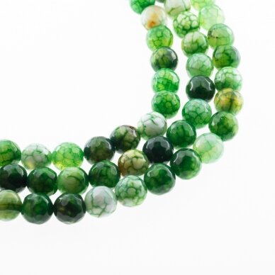 Tiger Skin Fire Agate, Natural, Dyed, Faceted Round Bead, Light Green, 37-39 cm/strand, 4, 6, 8, 10, 12, 14 mm